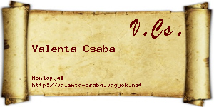 Valenta Csaba névjegykártya